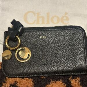 Chloe Alphabet Zip Leather Card Holder